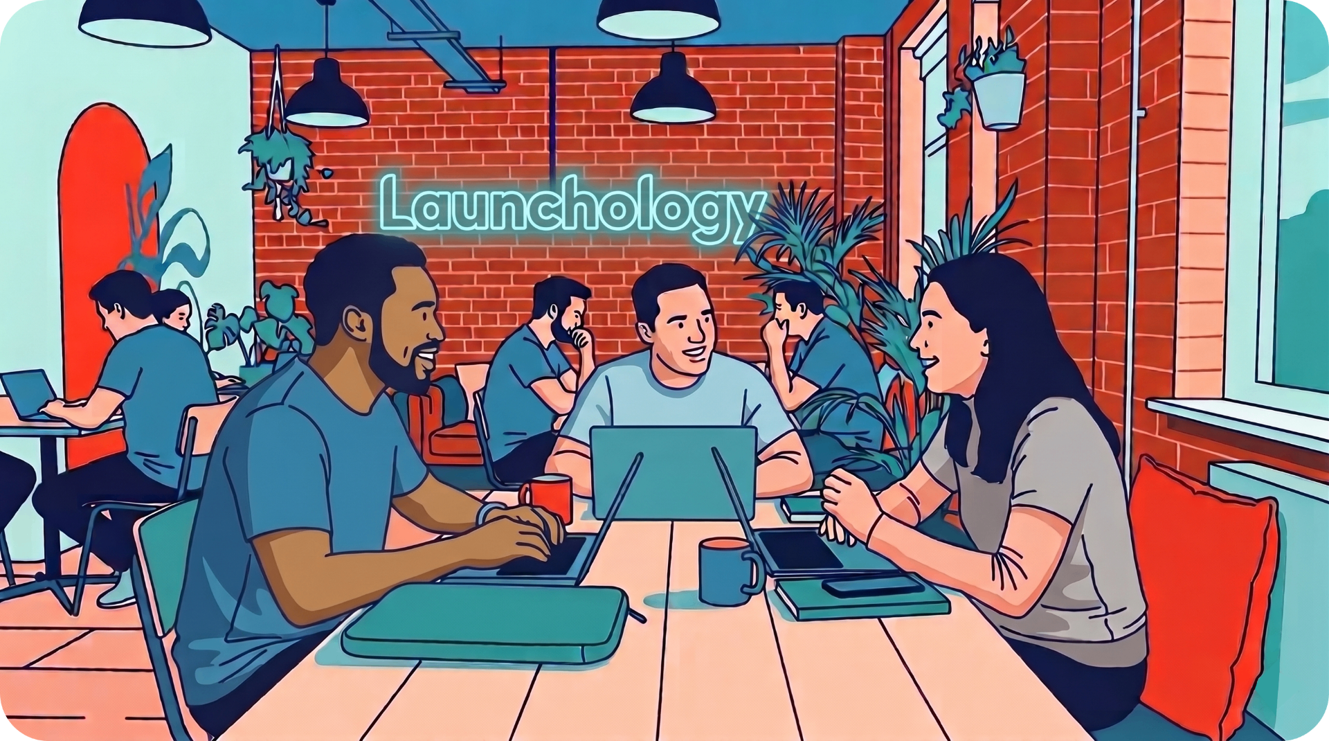 Entrepreneurs collaborating at Launchology Academy